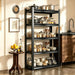 5 Tier Heavy Duty Metal Bookshelf with Adjustable Storage Shelf | Adjustable Boltless Industrial Black Bookcase, Reinforced Steel Frame Anti-Tip 72" Tall Bookcase for Home Office Living Room