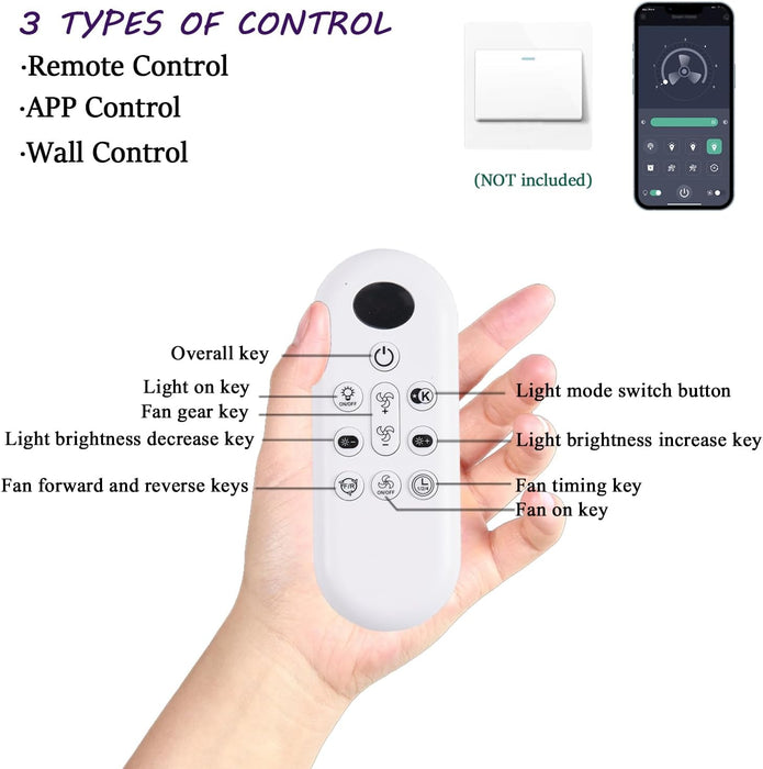 52Inch Ceiling Fans with Lights, Low Profile Ceiling Fan with Light and Remote Control/App Control, DC Reversible Motor, Noiseless, Flush Mount White Ceiling Fan for Bedroom, Indoor/Outdoor Use