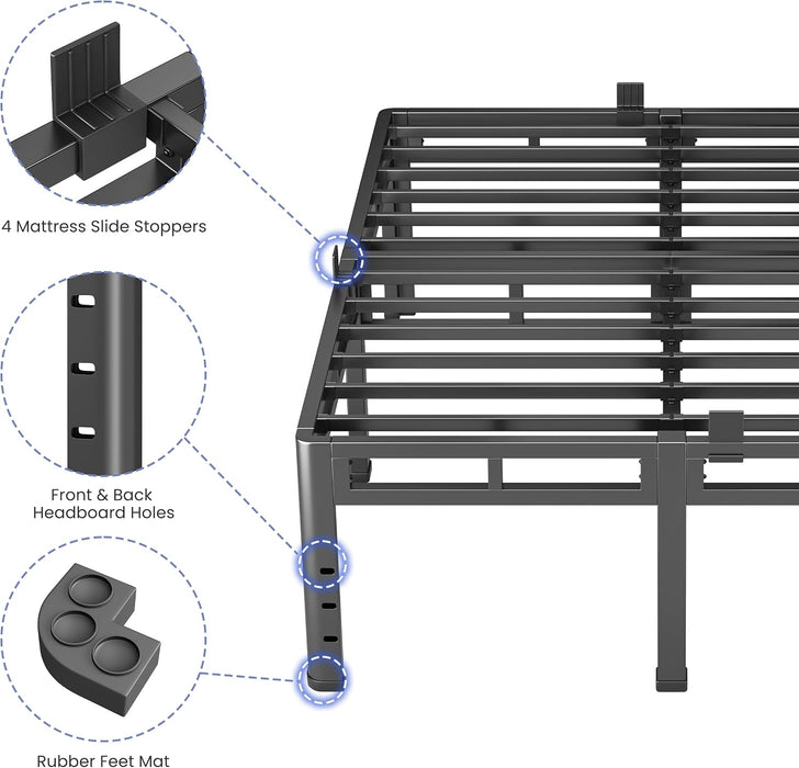 Full Size Metal Platform Bed Frame, 22 Inch Dual-Layer Heavy Duty Base