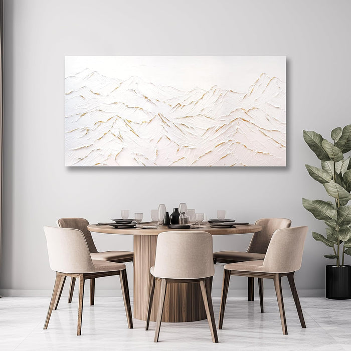 Large Abstract Mountain Wall Art White and Gold Wall Decor Aesthetic Canvas Painting Hanging Artwork for Living Room Bedroom Dining Room Office Home Decor 30X60 Inch