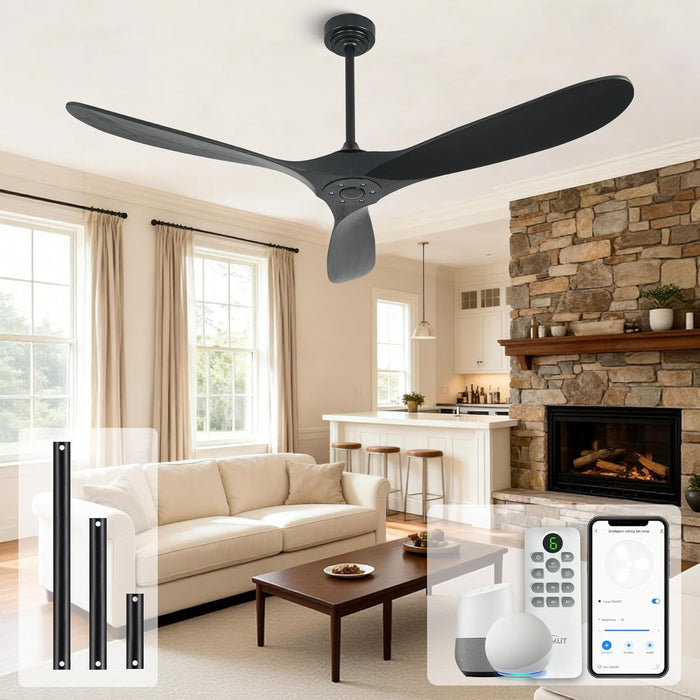 60Inch Outdoor Smart Ceiling Fan VoiceControl Remote