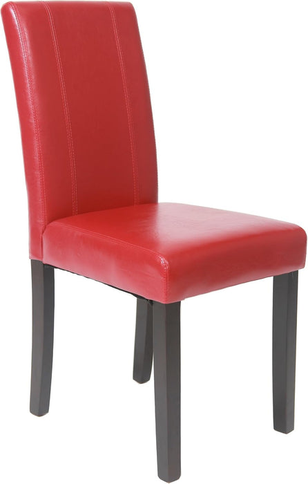 Urban Style Solid Wood Leatherette Padded Parson Chair, Red, Set of 2