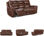 Mighty Moves Transitional Leather Match Power Reclining Sofa with Adjustable Headrest and USB Charging Port, Dark Brown