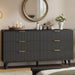 Wood 6 Drawers Dresser, 53.2" W Fluted Modern Dressers for Bedroom