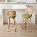 Rattan Bar Stools Set of 2,Upholstered PU Leather, 30''Counter Height Barstools with Back and Wood Legs,360°Swivel,Mid-Century Modern Bar Stool for Kitchen Island Dining Room and Bar(Grass Green)