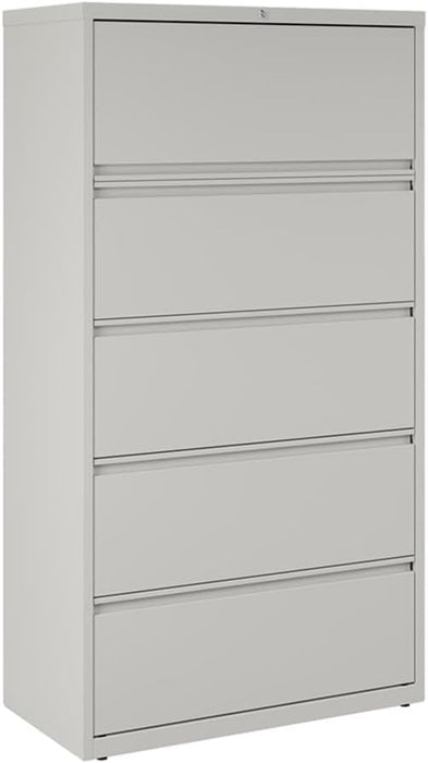 Hirsh 36 in W 5 Drawer Lateral File Cabinet, Light Gray, A4/Legal/Letter 17640-1 Each