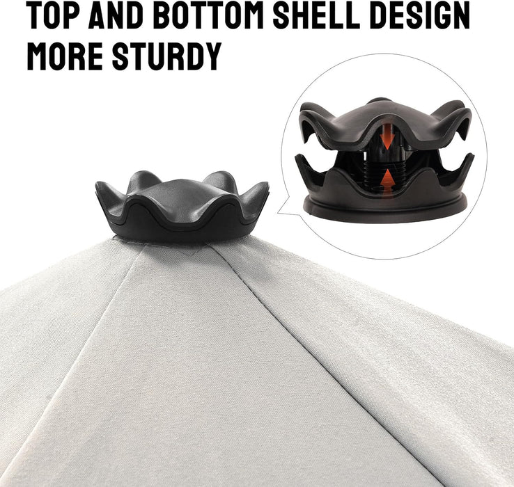CROWN SHADES 9 Ft Patio Umbrella with Auto-Tilt & Olefin Fabric - Patented 45°Edge Connection Wind Resistant Outdoor Umbrella for Table, Pool, Beach, Effortless Crank System
