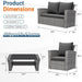 Wicker Patio Conversation Set with Tempered Glass Table and Outdoor Cushions for Backyard Living