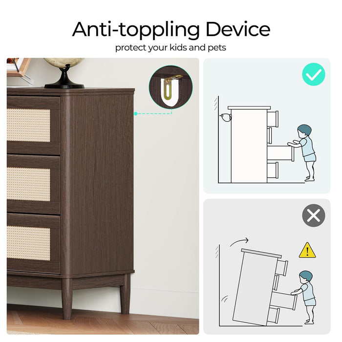 Walnut FortySevenInch Dresser With Six Deep Drawers