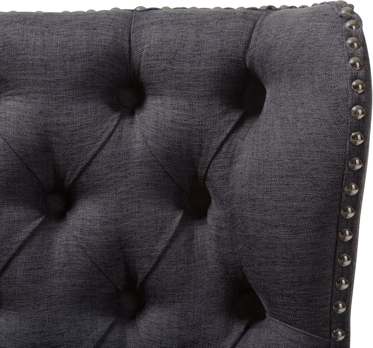 Dark Grey Button-Tufted Loveseat: Mid-Century Modern Style