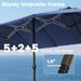 15FT Patio Umbrella with Base,Large Outdoor Double-Sided Rectangle Umbrella with Crank Handle, Market Umbrella for Poolside Garden Deck Backyard Beach Pools,Navy