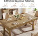 63-Inch Dining Table for 4-6 People, Farmhouse Rectangular Large Kitchen Dinner Eating Table with Sturdy Legs for Home Kitchen, Dining Room, Light Brown