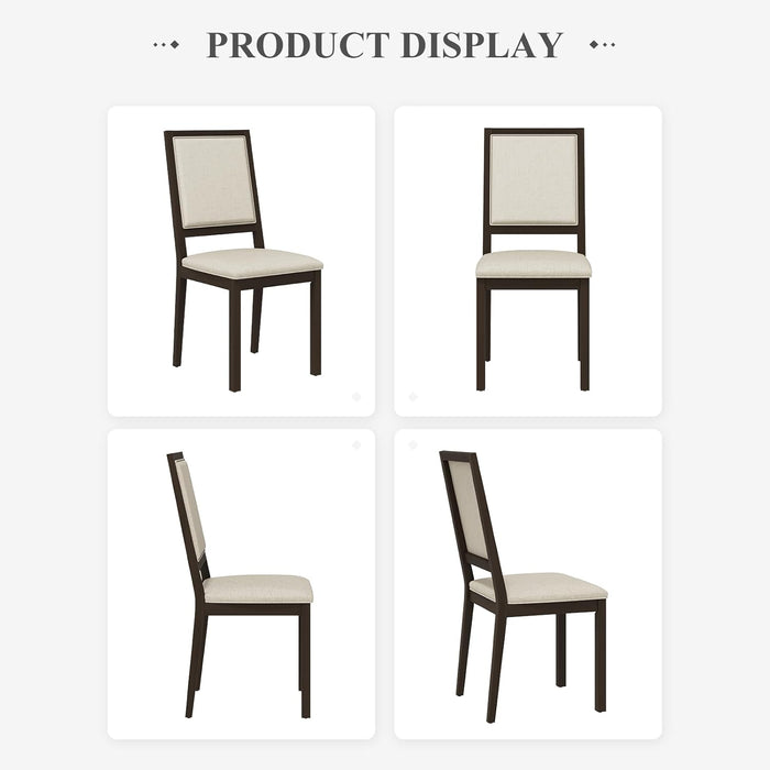 Upholstered Kitchen Dining Chairs Set of 4, Wood Dining Chairs with Back, 19 Inch Fabric Farmhouse Dining Room Side Chairs with Wooden Legs for Kitchen Dining Living Room Courtyard, Brown