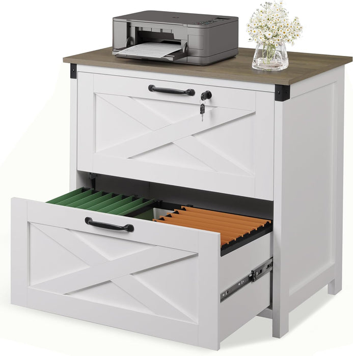 2 Drawer Lateral File Cabinet WhiteLockingSystemA4