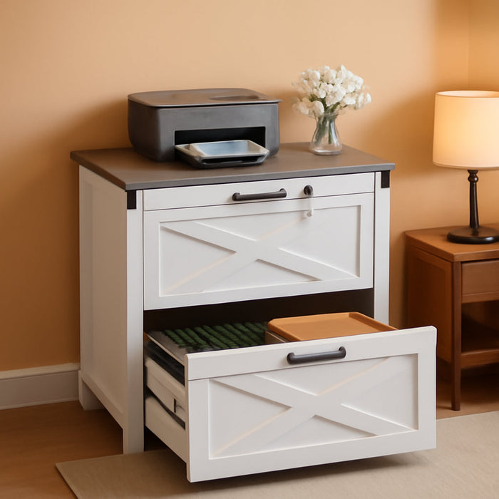 2 Drawer Lateral File Cabinet WhiteLockingSystemA4