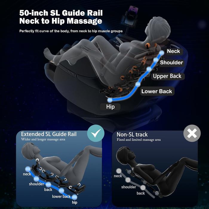 2025 Massage Chair Full Body, Zero Gravity Sl-Track Shiatsu Massage Recliner Chair with Heat, 12 Auto Modes, Backlit Touchscreen and Calfrest Extension