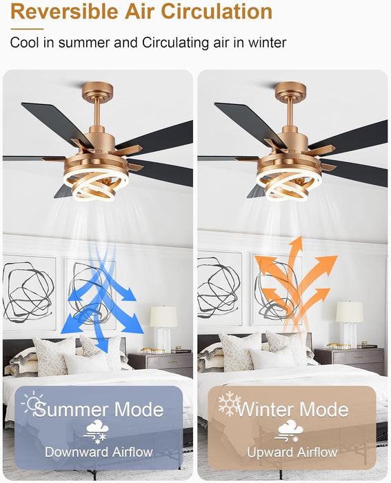Contemporary Black Iron Reversible Fandelier Ceiling Fan