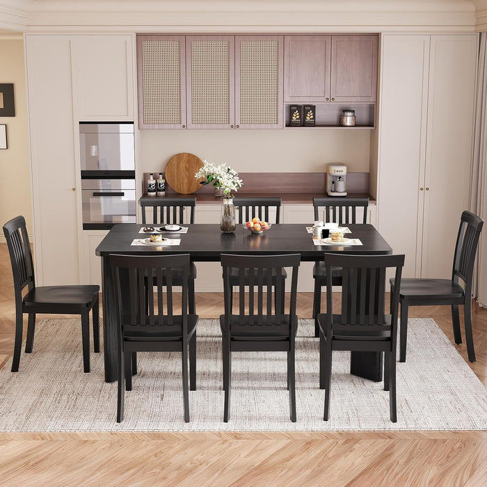 63" Rectangular 4-8 Person Dining Table, Industrial Kitchen Table with 45° Diagonal Legs and round Safety Corner, Wood Diningtable for Dining Room, Kitchen, Living Room, Black