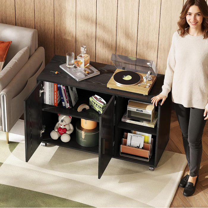 Office File Cabinet, Rolling Printer Stand, Black