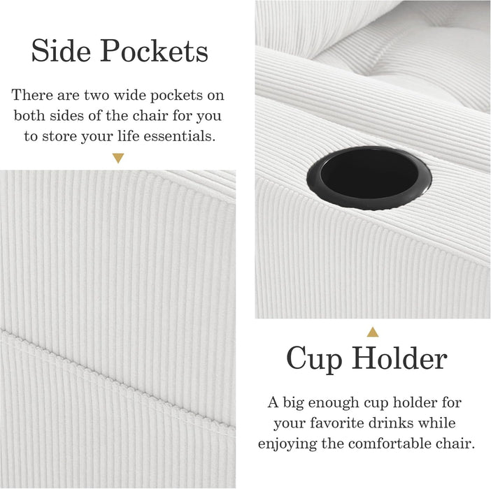 Beige Adjustable Sleeper Chair Sofa Bed Upholstered