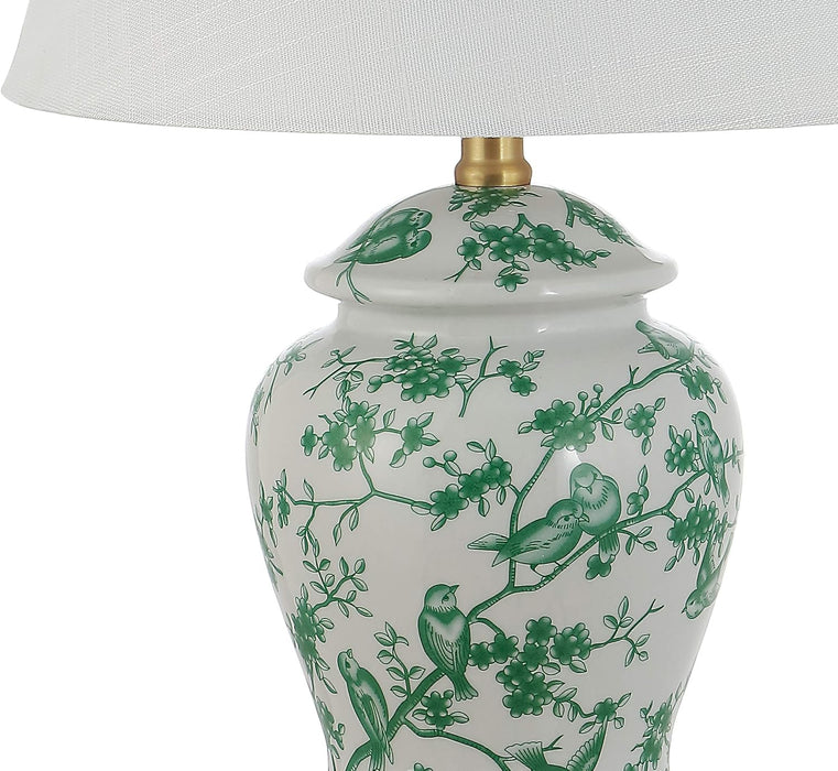 Penelope Ginger Jar 22" LED Table Lamp, White/Green