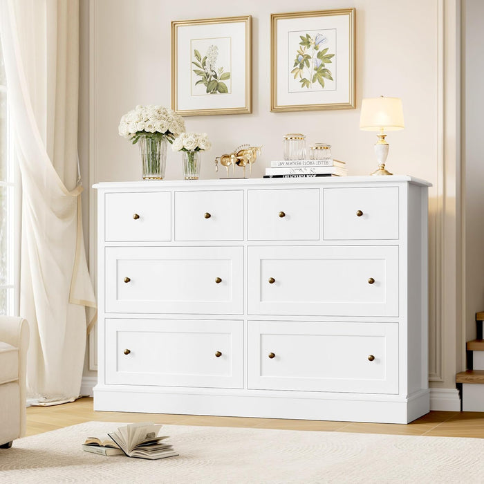 White Dresser with 8 Deep Drawers