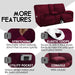 Reclining Love Seat with Middle Console Slipcover, 8-Piece Velvet Stretch Loveseat Reclining Sofa Covers, 2 Seat Loveseat Recliner Cover, Thick, Soft, Washable, Loveseat Slipcovers (Burgundy - Wine)