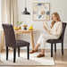 Dining Chairs Set of 6, Upholstered PU Leather Wood Legs High Back for Kitchen Living Room, Coffee