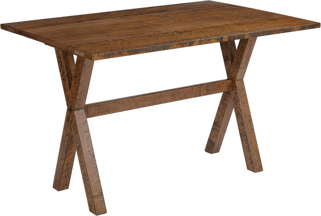 Mckayla Flip-Top Expanding Desk to Dining Table, Distressed Brown Finish
