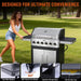 6 Burner Propane Gas Grill, 60,000 BTU Outdoor BBQ Grill with Cast Iron Cooking Grates, Stainless Steel Warming Rack, Built-In Thermometer, Electronic Ignition, Side Shelves, Storage Cabinet