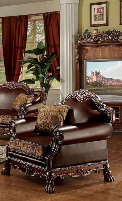 3-PS Living Room Set, Traditional Collection Including Sofa W/3 Pillows, Loveseat W/2 Pillows and Chair W/1 Pillow, Cherry Oak, Vintage/Victorian