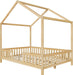 Full Montessori Floor Bed With Canopy NaturalWalnut