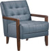 Blue Premium Genuine Leather Tufted Upholstered Chair