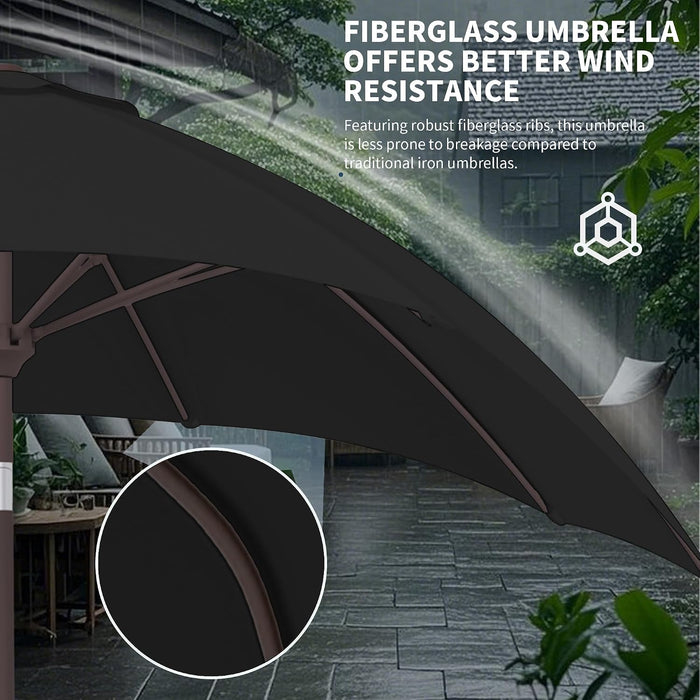 10FT Outdoor Patio Umbrella, round Market Table Umbrella with Push‑Button Tilt and Crank Lift, 8 Sturdy Metal Ribs, UV50+ Protection Canopy for Backyard, Lawn, Deck, Poolside, Garden (Black)