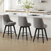 Modern Swivel Bar Stools, Performance Fabric Upholstered Counter Height Bar Stool with Back, Solid Wood Legs, 26" H Seat, Set of 2, Flint Grey