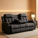 with Adjustable Headrest, Zero Wall Hugger Reclining Couch RV Loveseat Recliner Sofa with Charge Device &Drop down Table (Dark Gray, Sofa)