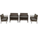 4 Pieces Patio Rattan Cushioned Furniture Set with Loveseat and Table