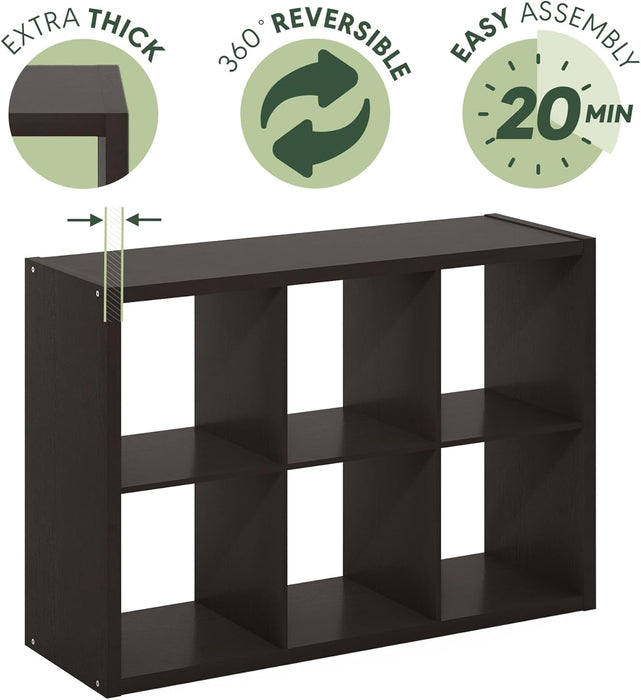 SixCube Reversible Bookcase With Black Oak Finishes