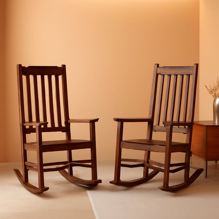 Acacia Wood Outdoor Rocking Chairs Set of 2 (Brown)