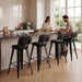 24" Bar Stools Set of 4, Black Faux Leather Barstools with Back