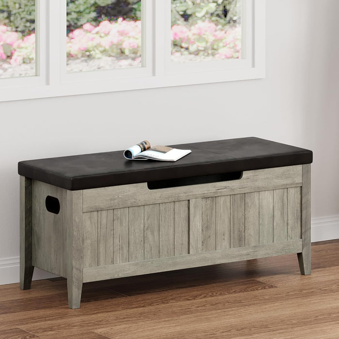 Oakwood Storage Chest Bench With Cushioned Seating