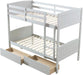 Grey SolidWood Twin Loft Bunk Bed BuiltInStorageDrawers