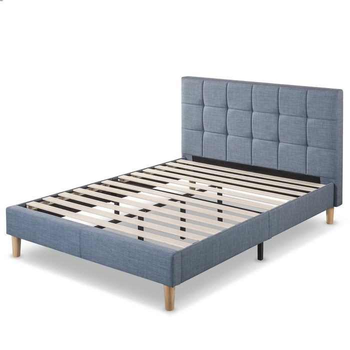 Lottie 43" Upholstered Platform Bed Frame, Blue Slate, Queen