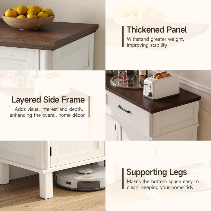 48-Inch Farmhouse Style Sideboard With Storage Drawers