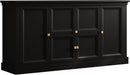 63" Large Buffet Cabinet with Storage, Farmhouse Sideboard Cabinet with Grooved Barn Doors, Wood Rustic Kitchen Buffet Table Coffee Bar Storage Cabinet for Kitchen, Living Room (Black)