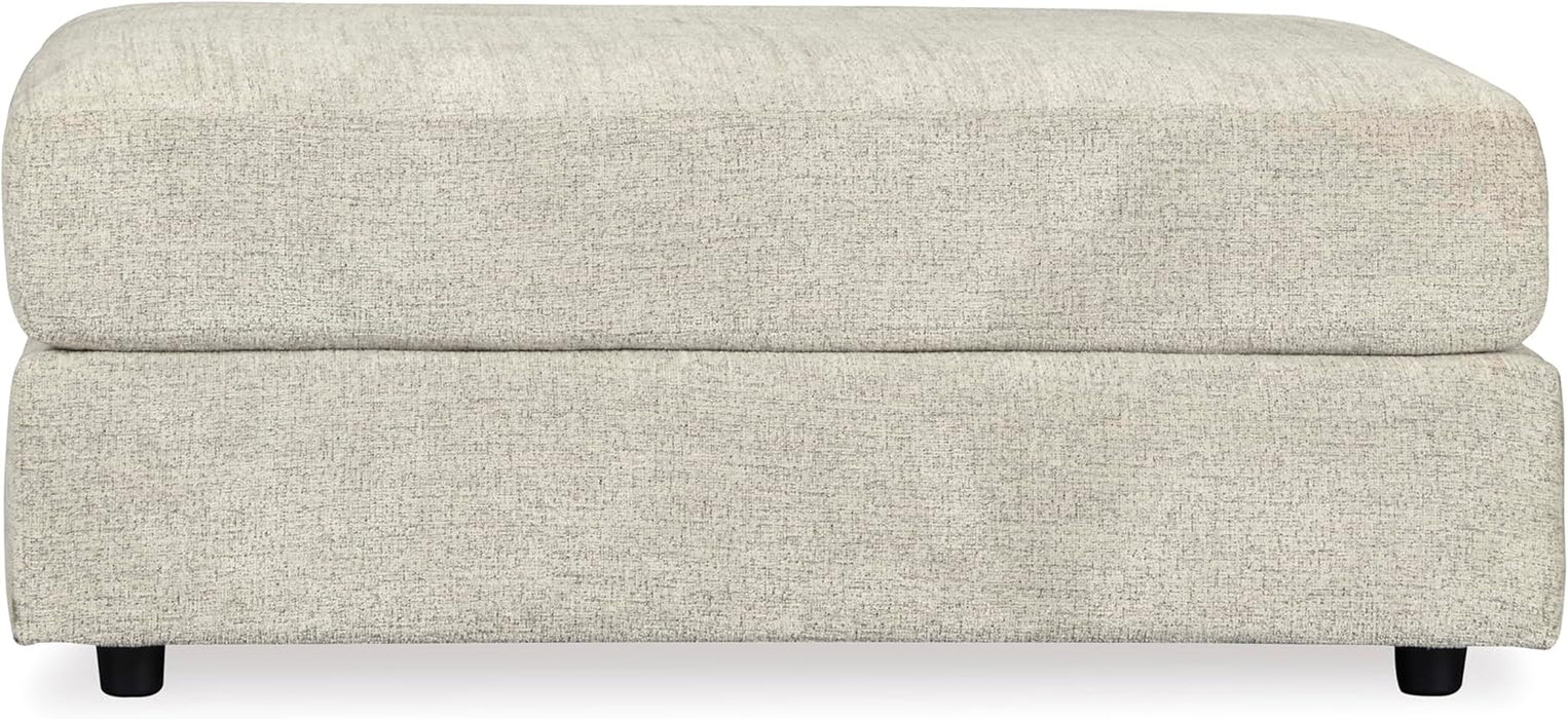 Soletren Contemporary Chenille Oversized Ottoman, Off-White
