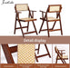 Rattan Folding Dining Chairs Set of 2, Modern Mid Century Dining Chairs with Arms, Outdoor Bamboo Chairs for Bedroom, Living Room, Reading Room, Walnut