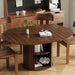 Walnut Extendable Round Dining Table Hidden Storage