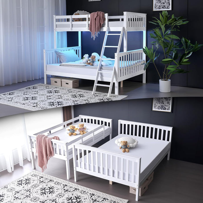 White Luxurious Hardwood SpaceSaving Bunk Bed Twin