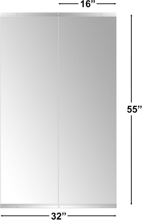 Home Gym Mirror for Wall, 55" X 16" X 2PCS Frameless Full Length Mirror